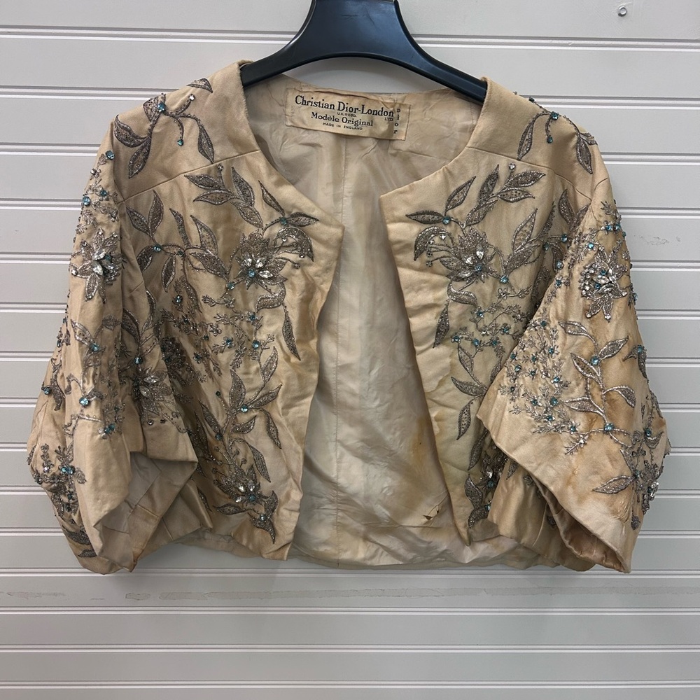 Vintage 1950s Christian Dior London Modèle Original Beaded Silk Couture Jacket